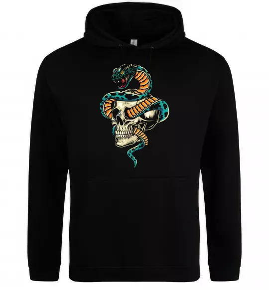 Жіноча толстовка (худі) Череп зі змією Чорний фото