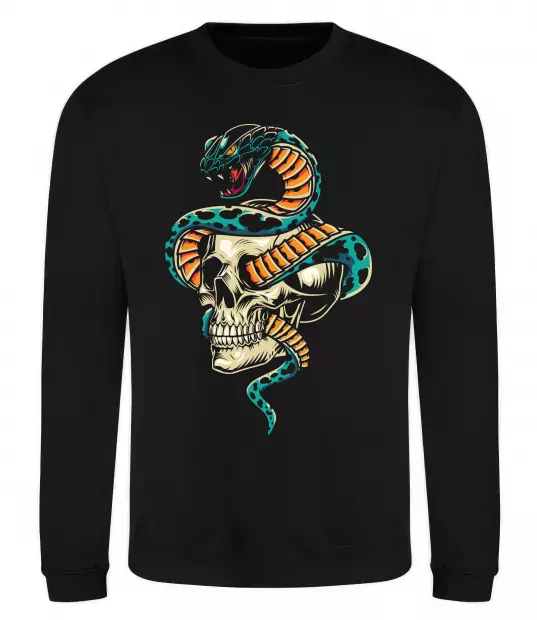 Світшот Череп зі змією Чорний фото