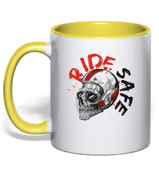 Чашка з кольоровою ручкою Ride safe Лимонний фото