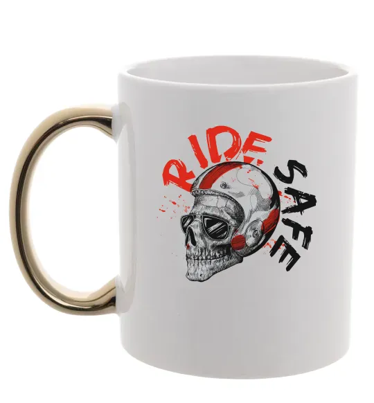 Чашка с цветной ручкой Ride safe Золото фото