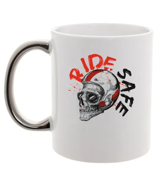 Чашка с цветной ручкой Ride safe Серебро фото