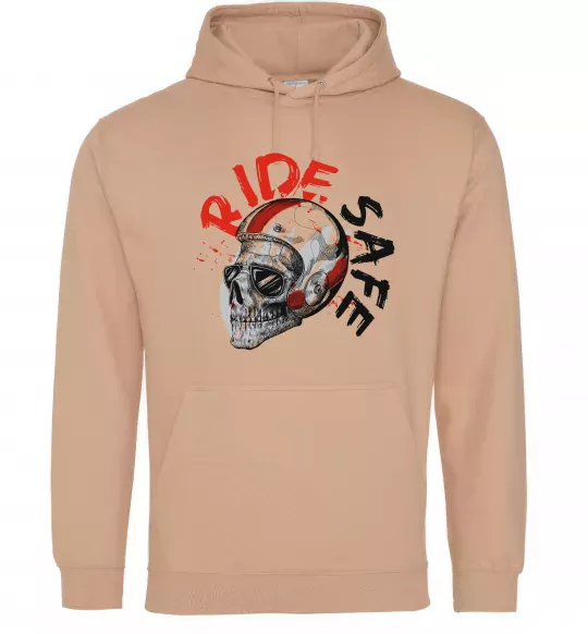 Мужская толстовка (худи) Ride safe Песочный фото