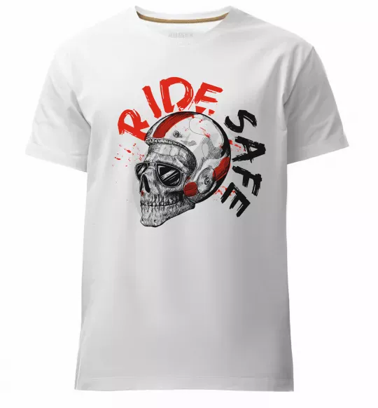 Мужская премиум футболка Ride safe Белый фото