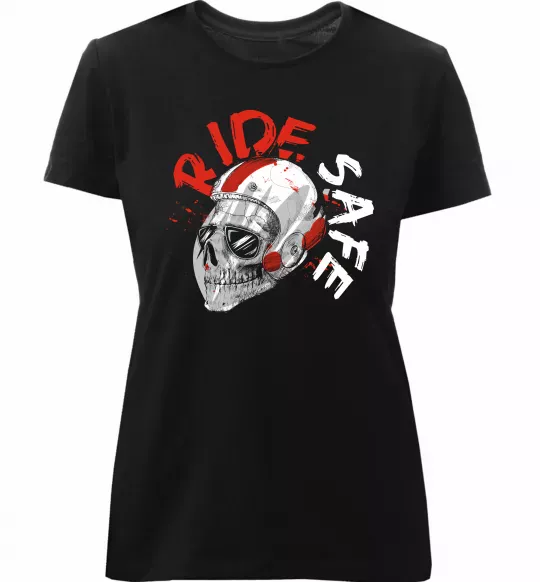 Жіноча преміум футболка Ride safe Чорний фото
