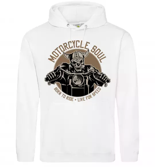 Мужская толстовка (худи) Motorcycle soul Белый фото