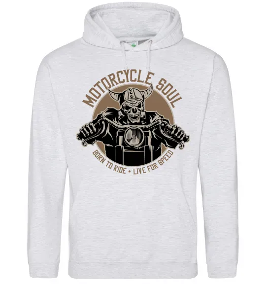 Мужская толстовка (худи) Motorcycle soul Серый меланж фото