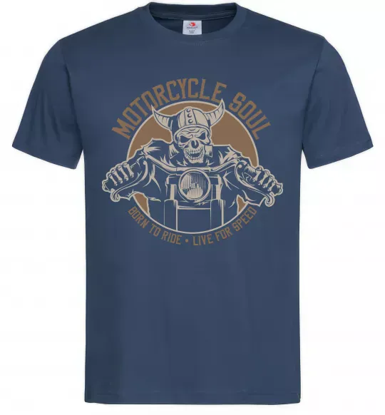 Мужская футболка Motorcycle soul Темно-синий фото