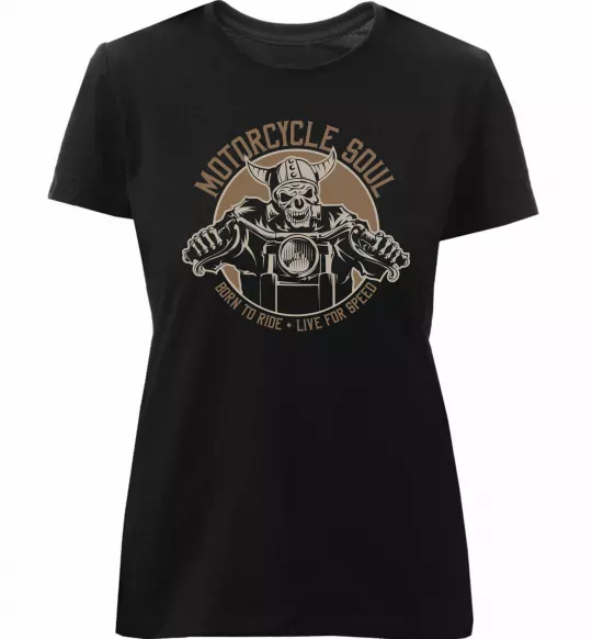 Женская премиум футболка Motorcycle soul Черный фото
