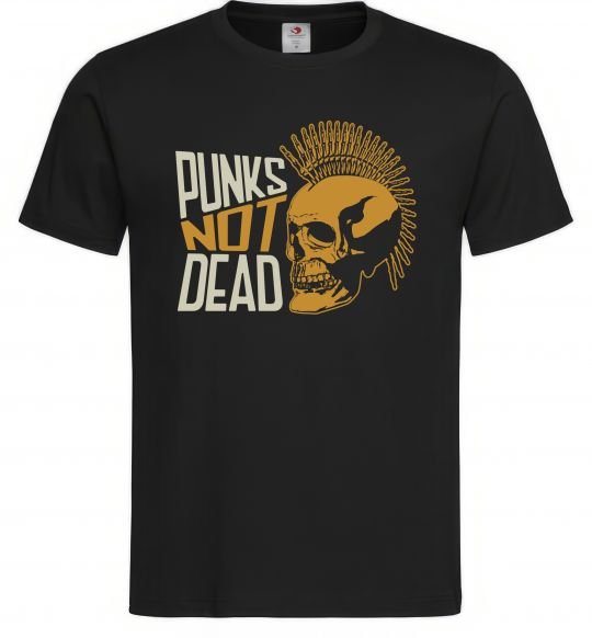 Мужская футболка Punks not dead череп Черный фото