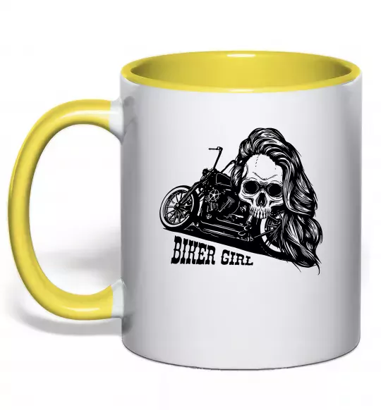 Чашка с цветной ручкой Biker girl Солнечно желтый фото