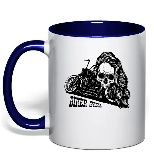 Чашка с цветной ручкой Biker girl Глубокий темно-синий фото
