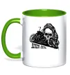 Чашка з кольоровою ручкою Biker girl Лаймовий фото