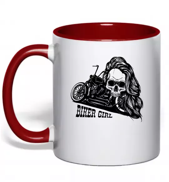 Чашка с цветной ручкой Biker girl Красный фото