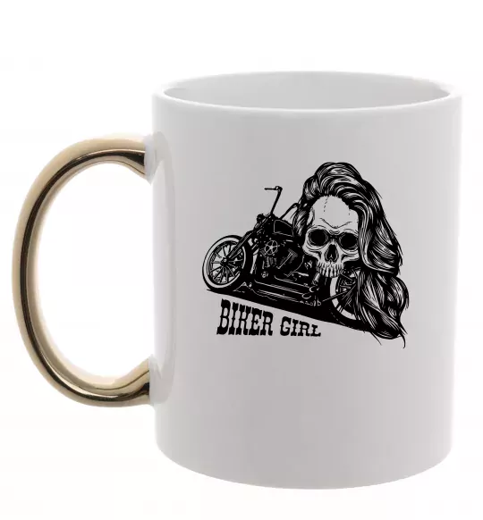 Чашка с цветной ручкой Biker girl Золото фото