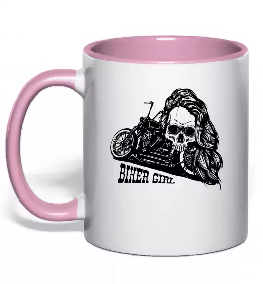 Чашка с цветной ручкой Biker girl Нежно розовый фото