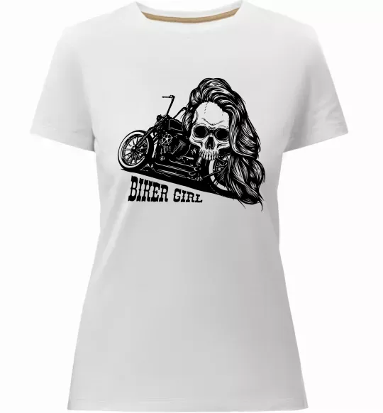 Женская премиум футболка Biker girl Белый фото