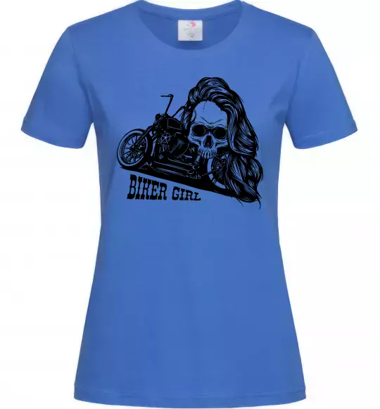 Жіноча футболка Biker girl Яскраво-синій фото