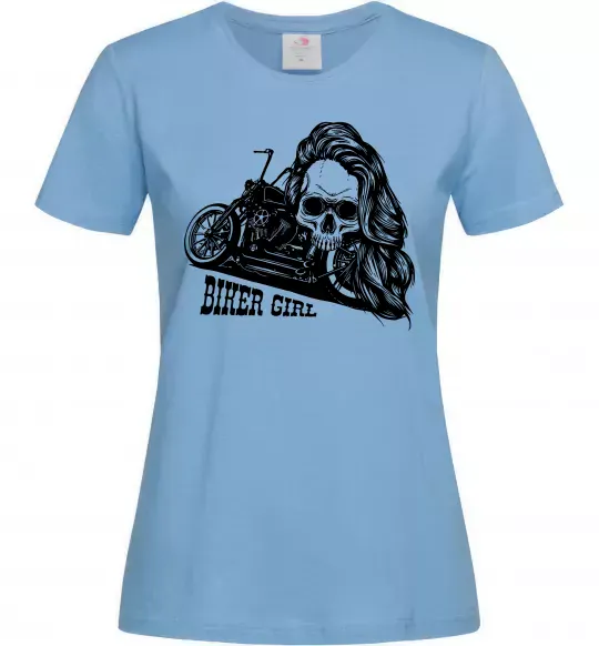 Жіноча футболка Biker girl Блакитний фото