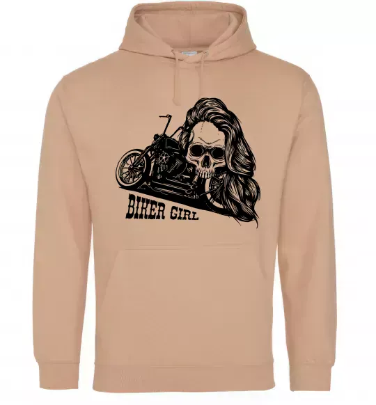 Чоловіча толстовка (худі) Biker girl Пісочний фото