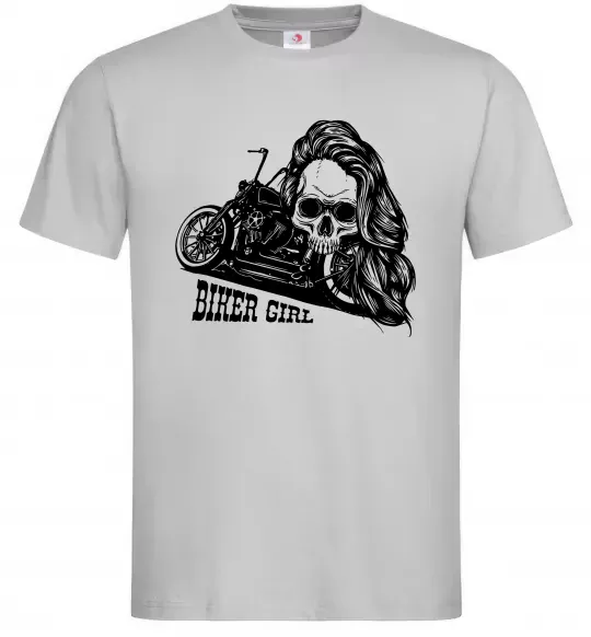 Мужская футболка Biker girl Серый фото