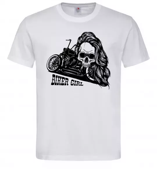 Мужская футболка Biker girl Белый фото