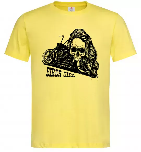 Мужская футболка Biker girl Лимонный фото