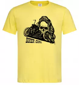 Мужская футболка Biker girl Лимонный фото