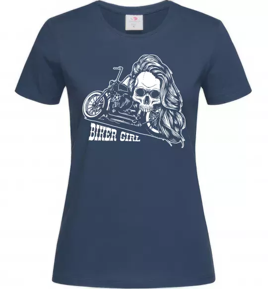 Жіноча футболка Biker girl Темно-синій фото
