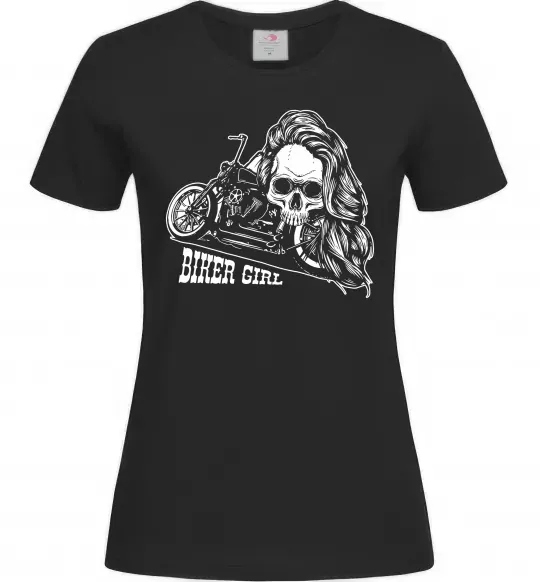 Жіноча футболка Biker girl Чорний фото