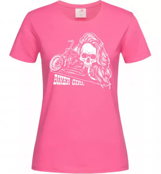 Жіноча футболка Biker girl Яскраво-рожевий фото