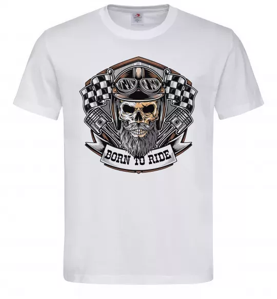 Мужская футболка Born to ride Белый фото