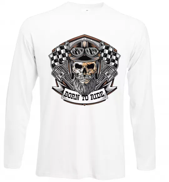 Лонгслив Born to ride Белый фото