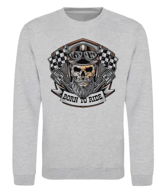 Світшот Born to ride Сірий меланж фото