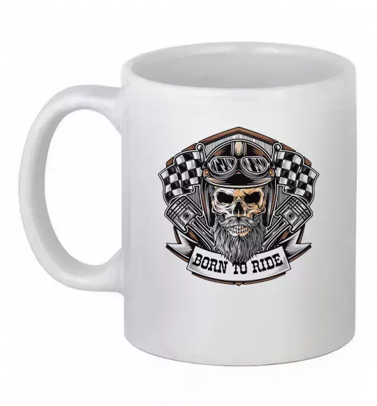 Чашка керамическая Born to ride Белый фото
