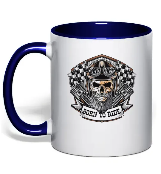 Чашка с цветной ручкой Born to ride Глубокий темно-синий фото