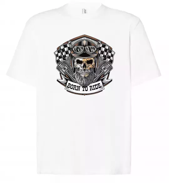 Футболка Оверсайз Born to ride Белый фото