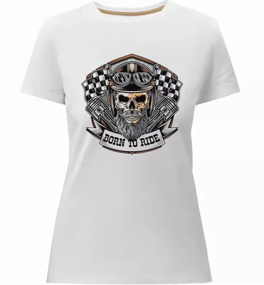 Женская премиум футболка Born to ride Белый фото