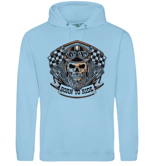 Мужская толстовка (худи) Born to ride Голубой фото