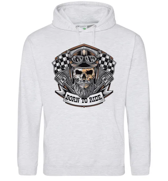 Женская толстовка (худи) Born to ride Серый меланж фото