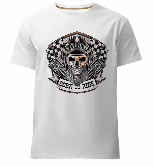 Чоловіча преміум футболка Born to ride Білий фото