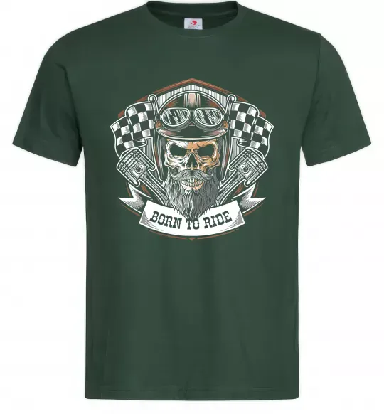 Мужская футболка Born to ride Темно-зеленый фото