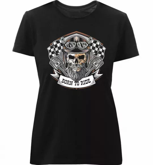 Женская премиум футболка Born to ride Черный фото