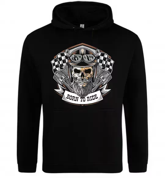 Мужская толстовка (худи) Born to ride Черный фото