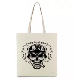 Эко-сумка Череп в шоломі Бежевый фото