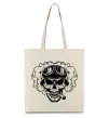 Еко-сумка Череп з сигарою Бежевий фото