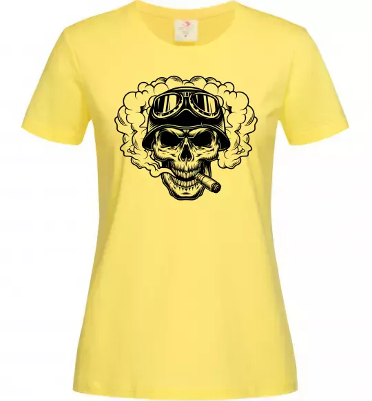 Жіноча футболка Череп з сигарою Лимонний фото