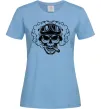 Жіноча футболка Череп з сигарою Блакитний фото