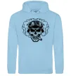 Мужская толстовка (худи) Череп з сигарою Голубой фото
