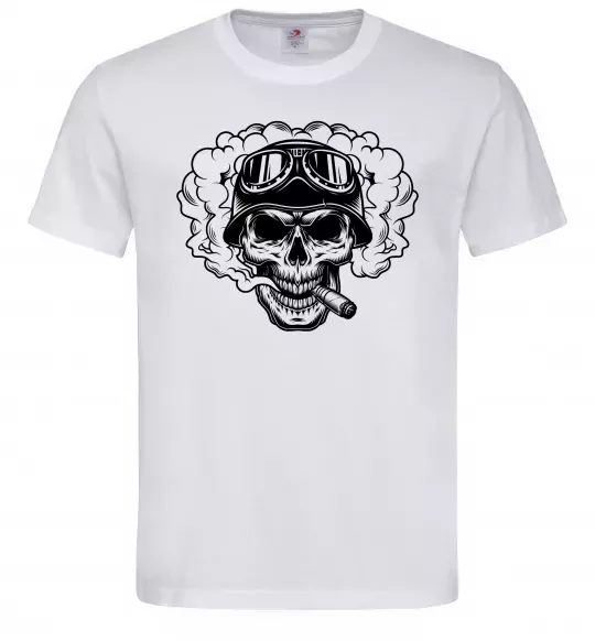 Мужская футболка Череп з сигарою Белый фото