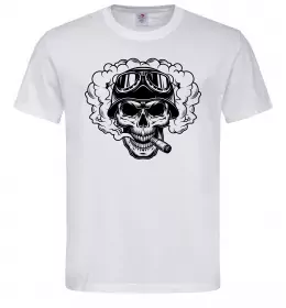 Мужская футболка Череп з сигарою Белый фото